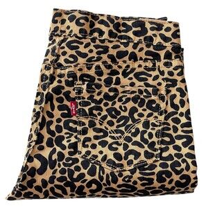Levi's Girl's Leopard Pull on Cotton Print Jeggings Brown Black Size 14